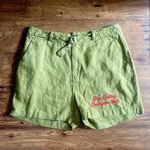 Fashion Brand Company olive linen belted shorts